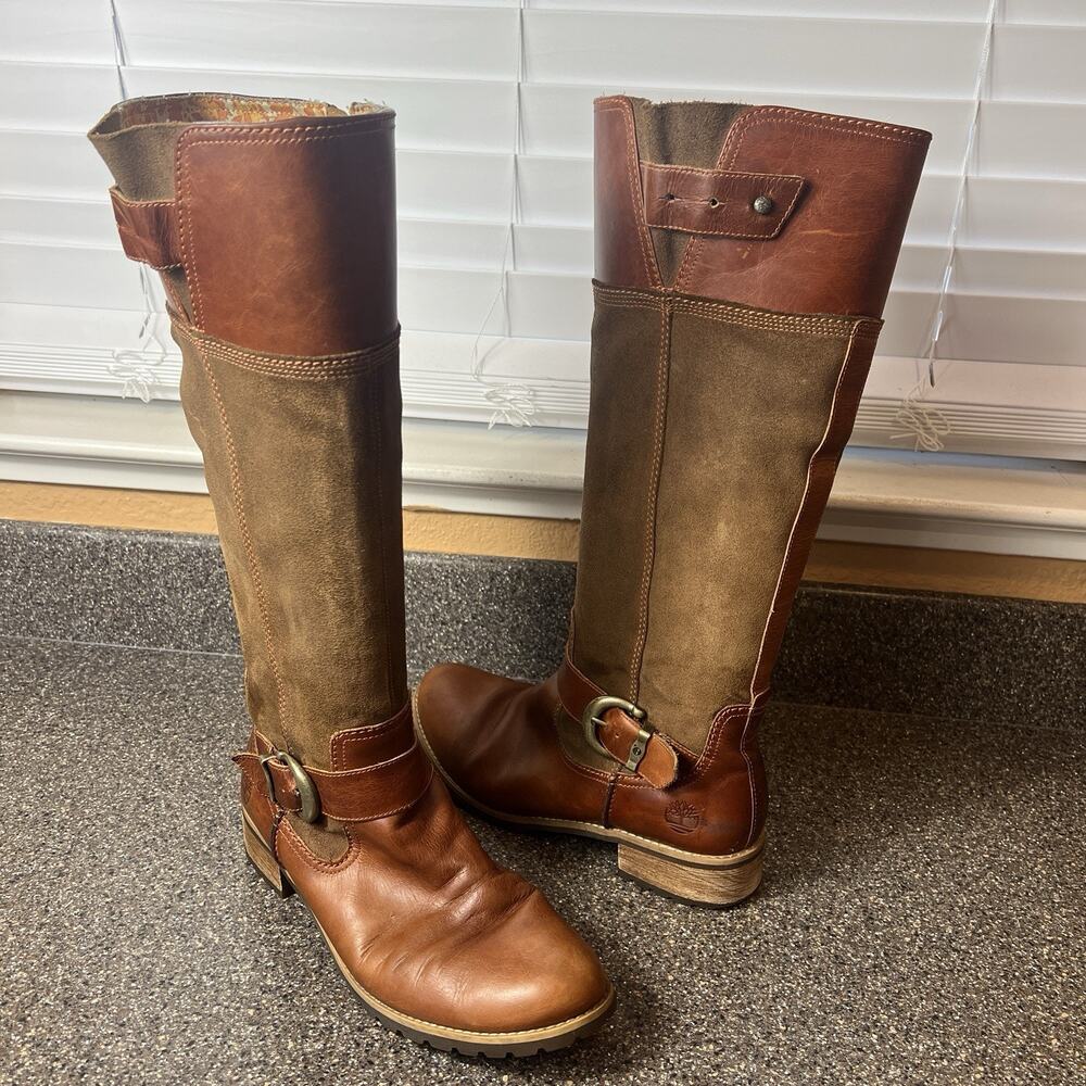 Timberland Brown Suede Leather Comfort Casual Knee High Riding Boots Women's 9.5